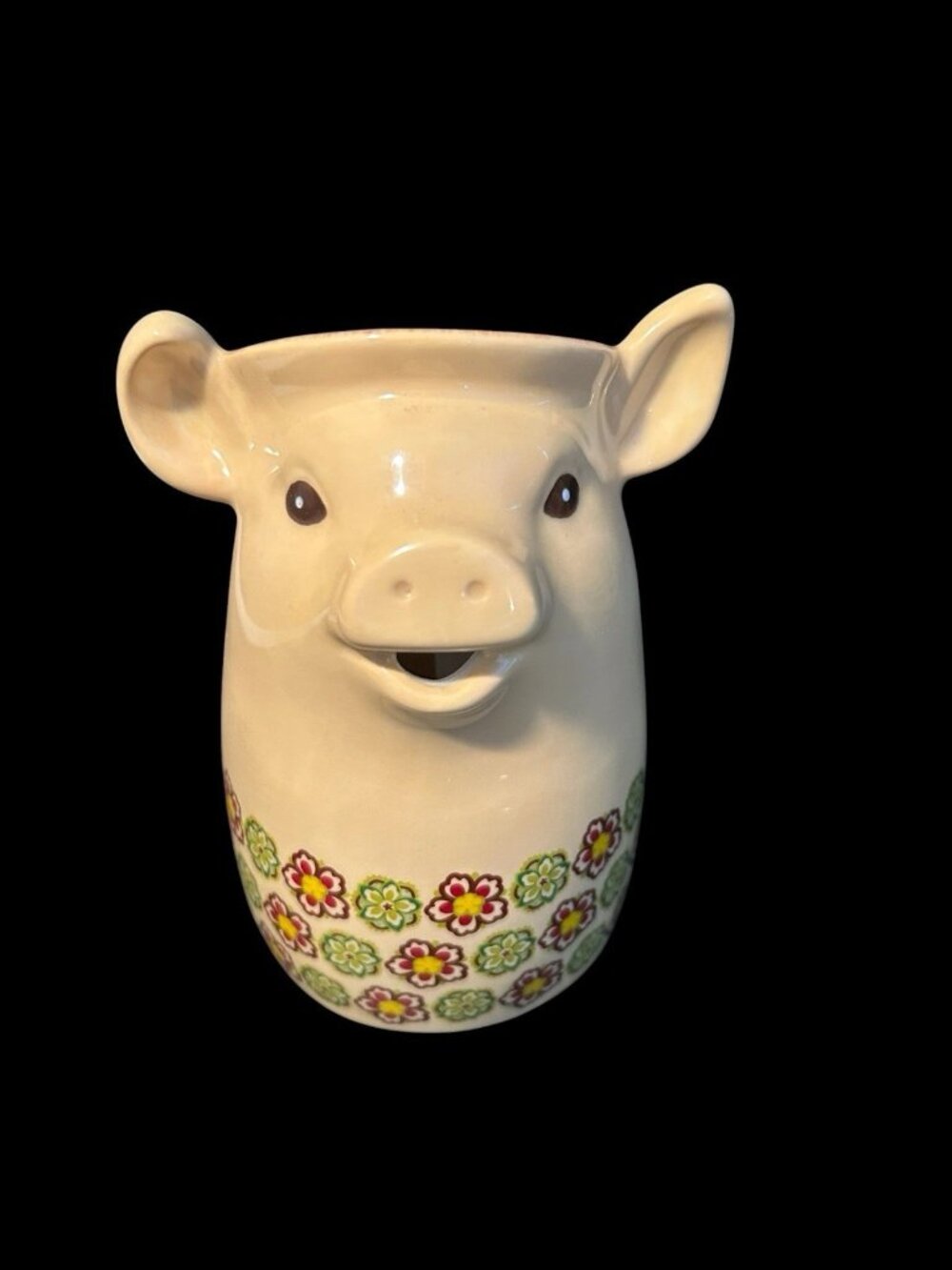 NWT Grasslands Road Miniature Stylized Pig Pitcher/Creamer Flowers Design 8 oz